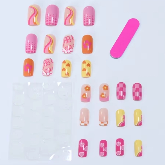 NEW Colorful Press-On Nails - Set Of 24 - Picture 2 of 6